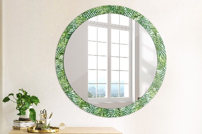 Round decorative wall mirror Tropical palm