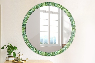 Round decorative wall mirror Tropical palm