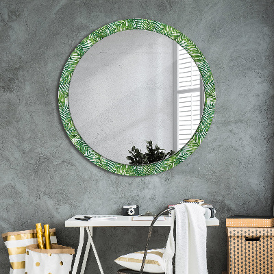 Round decorative wall mirror Tropical palm