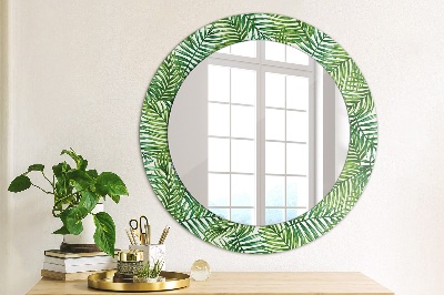 Round decorative wall mirror Tropical palm