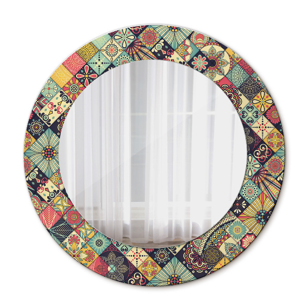 Round decorative wall mirror Ethnic floral