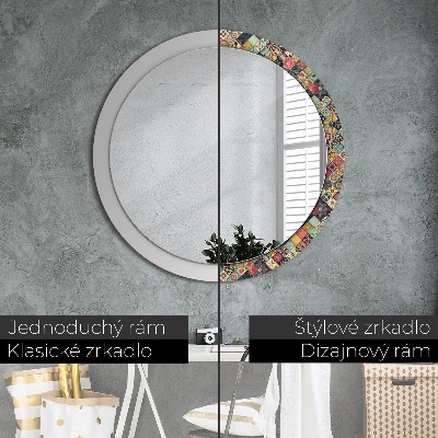 Round decorative wall mirror Ethnic floral