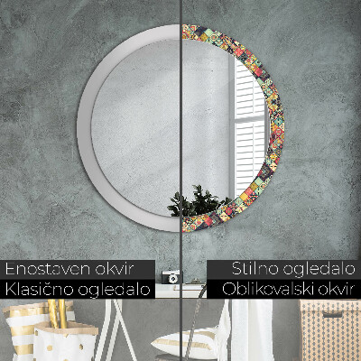 Round decorative wall mirror Ethnic floral