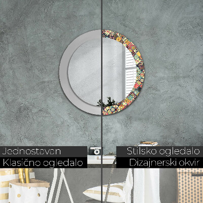 Round decorative wall mirror Ethnic floral