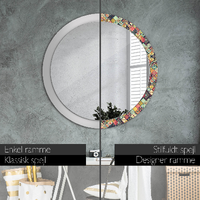 Round decorative wall mirror Ethnic floral