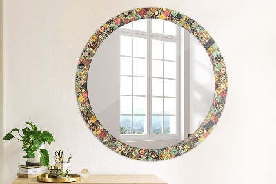 Round decorative wall mirror Ethnic floral