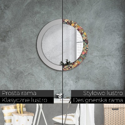 Round decorative wall mirror Ethnic floral