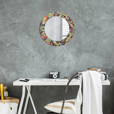 Round decorative wall mirror Ethnic floral