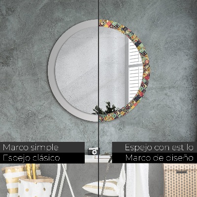 Round decorative wall mirror Ethnic floral