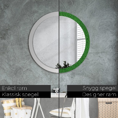 Round decorative wall mirror Green grass