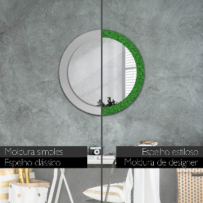 Round decorative wall mirror Green grass