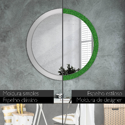 Round decorative wall mirror Green grass