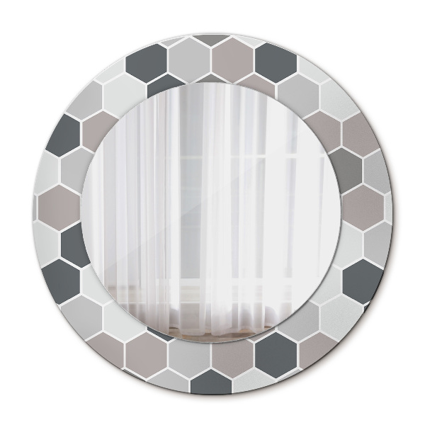 Round mirror decor Hexagon pattern