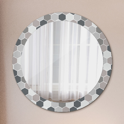 Round mirror decor Hexagon pattern