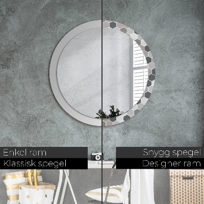 Round mirror decor Hexagon pattern