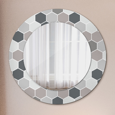 Round mirror decor Hexagon pattern