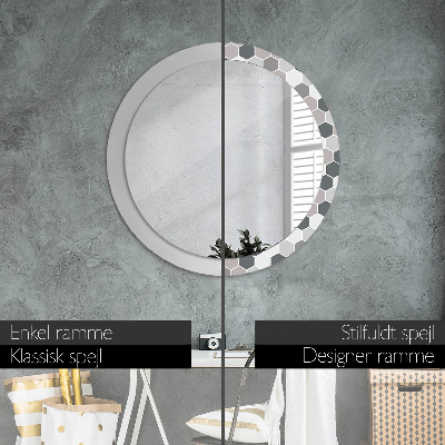 Round mirror decor Hexagon pattern