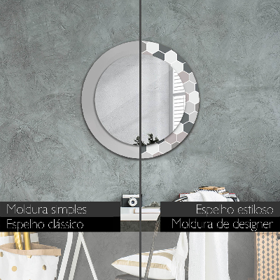 Round mirror decor Hexagon pattern