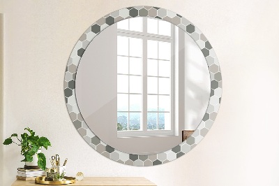 Round mirror decor Hexagon pattern