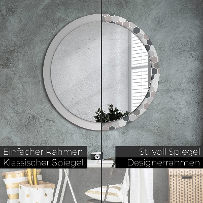 Round mirror decor Hexagon pattern