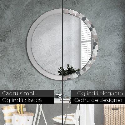 Round mirror decor Hexagon pattern