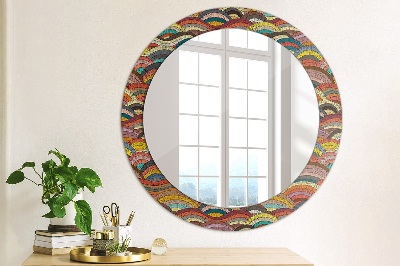 Round mirror printed frame Bohemian ornament