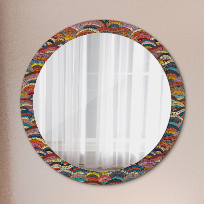 Round mirror printed frame Bohemian ornament