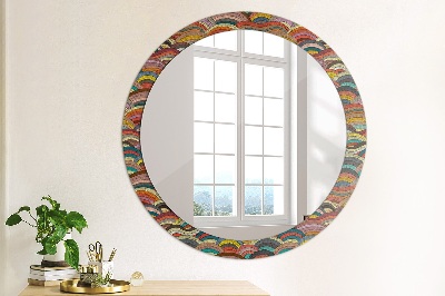 Round mirror printed frame Bohemian ornament