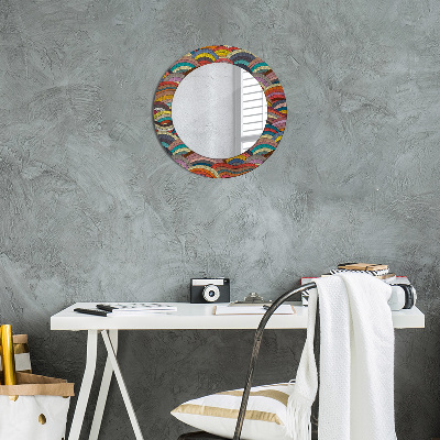 Round mirror printed frame Bohemian ornament