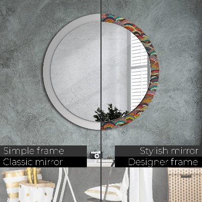 Round mirror printed frame Bohemian ornament