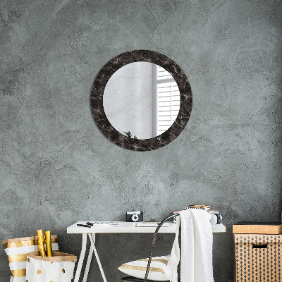 Round mirror print Black marble