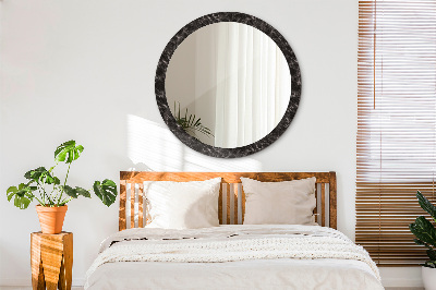 Round mirror print Black marble