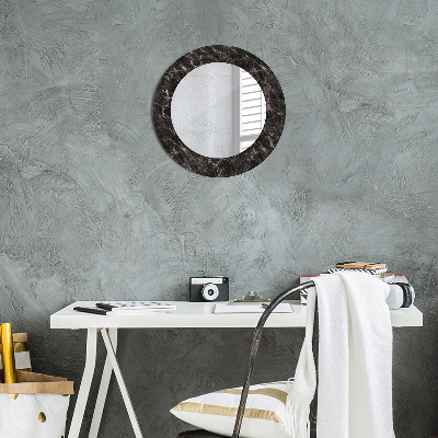 Round mirror print Black marble