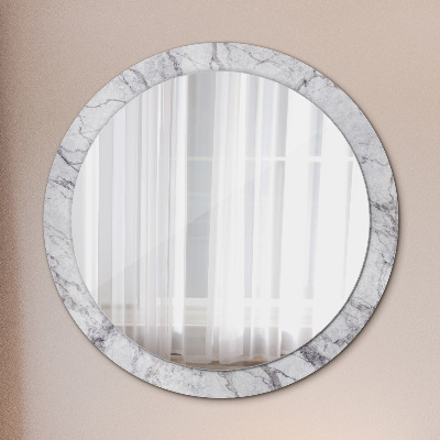 Round mirror print White marble