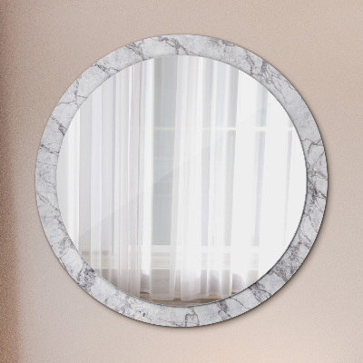 Round mirror print White marble