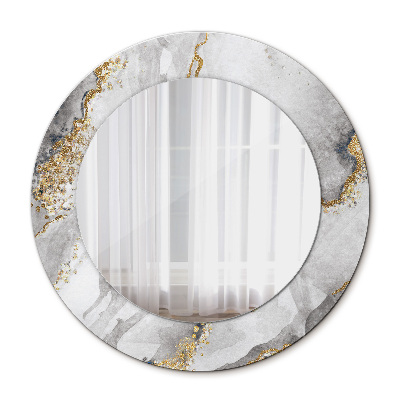 Round decorative wall mirror White marble gold