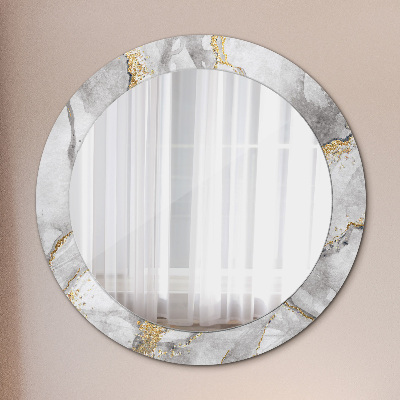 Round decorative wall mirror White marble gold