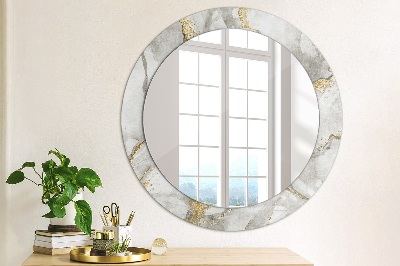 Round decorative wall mirror White marble gold