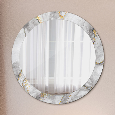 Round decorative wall mirror White marble gold