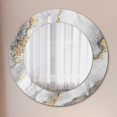 Round decorative wall mirror White marble gold