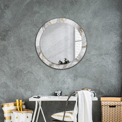 Round decorative wall mirror White marble gold