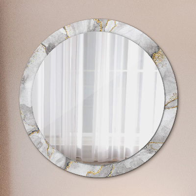 Round decorative wall mirror White marble gold