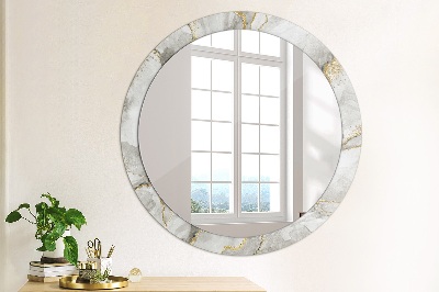 Round decorative wall mirror White marble gold