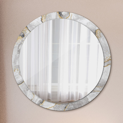 Round decorative wall mirror White marble gold