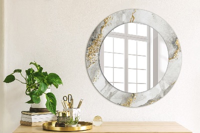 Round decorative wall mirror White marble gold