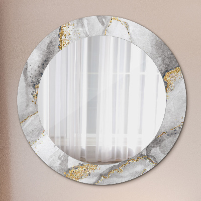 Round decorative wall mirror White marble gold