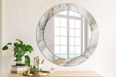 Round decorative wall mirror White marble gold