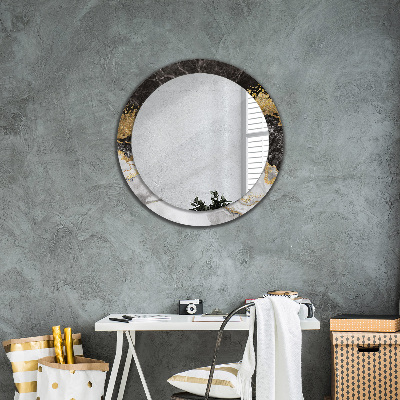 Round decorative wall mirror Marble and gold