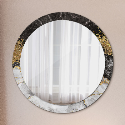 Round decorative wall mirror Marble and gold