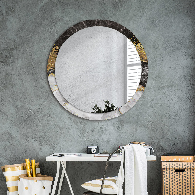 Round decorative wall mirror Marble and gold